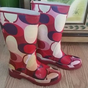 pink coach rain boots